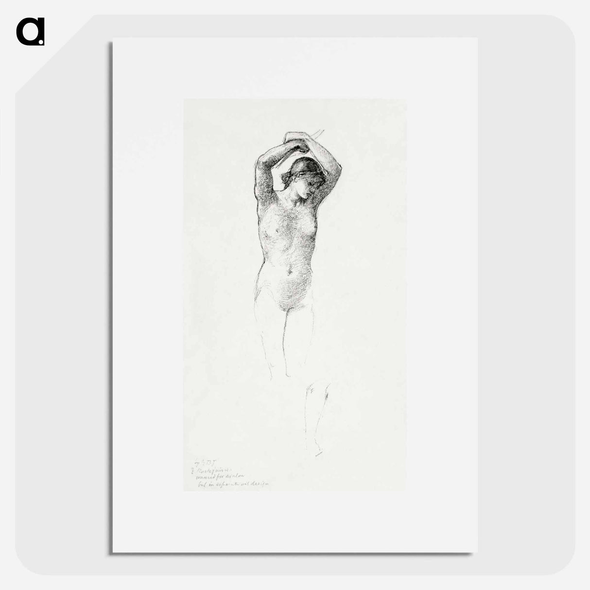 Standing Female Nude with Arms Raised - エドワード バーン ジョーンズ Poster.
