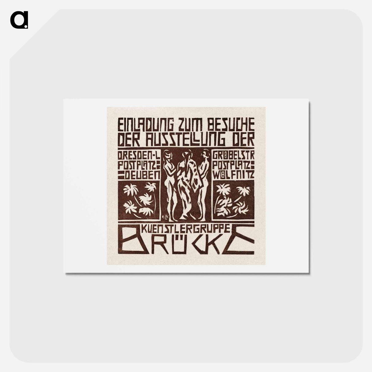 アートポストカード-Invitation to an Exhibition of the Artists Group Brücke - エルンスト ルートヴィヒ キルヒナー Postcard.
