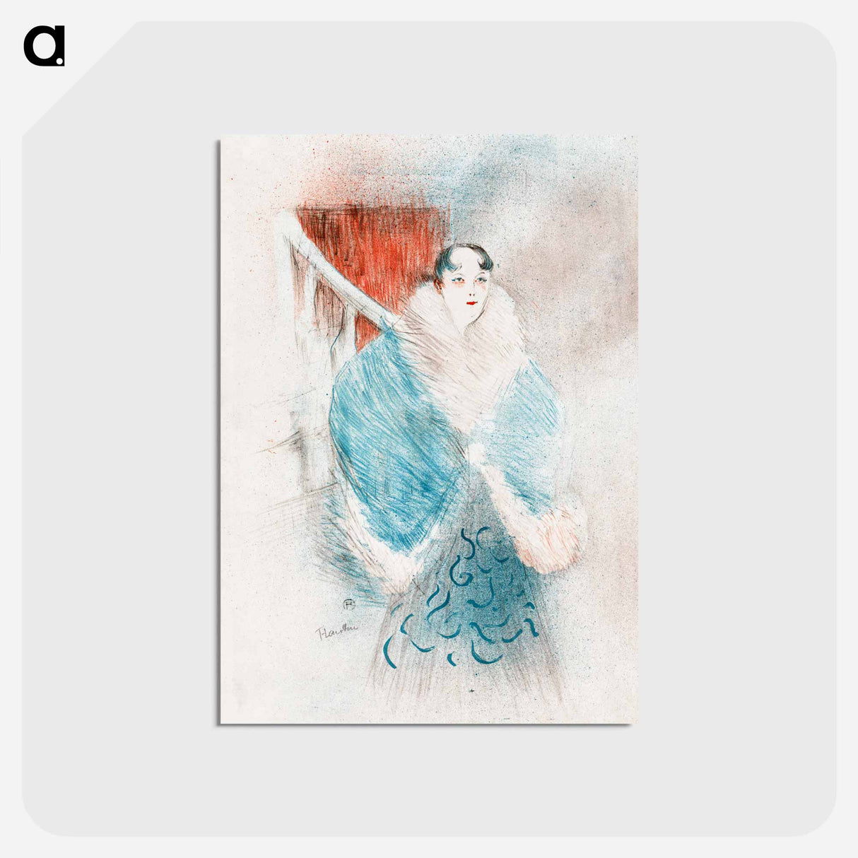 アートポストカード-Elsa, Dite la Viennoise - アンリ ド トゥールーズ ロートレック Postcard.