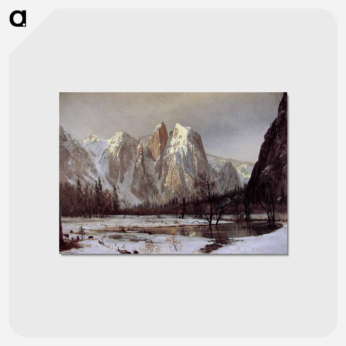 アートポストカード-Cathedral Rock, Yosemite Valley, California - アルバート ビアスタット Postcard.