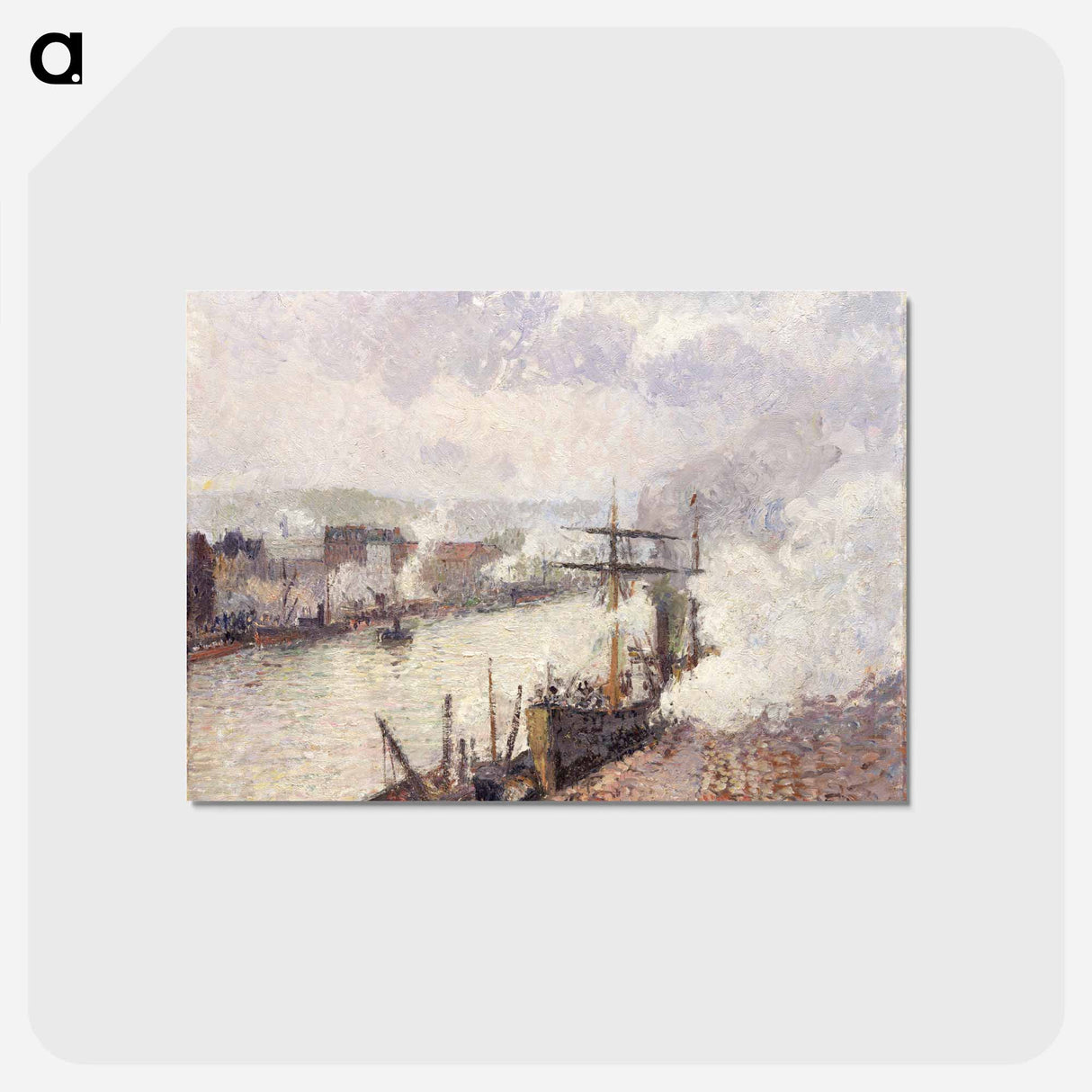 アートポストカード-Steamboats in the Port of Rouen - カミーユ ピサロ Postcard.