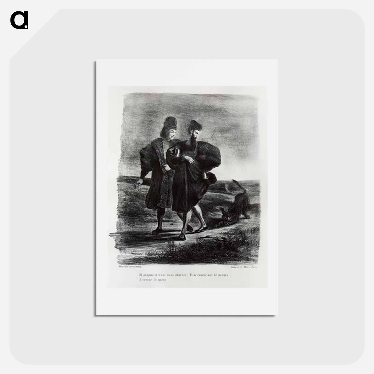 アートポストカード-Faust, Goethe's Tragedy - ウジェーヌ ドラクロワ Postcard.