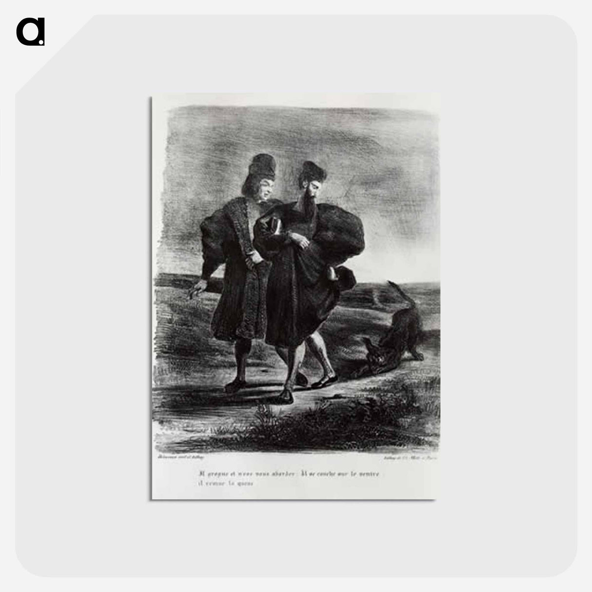 アートポストカード-Faust, Goethe's Tragedy - ウジェーヌ ドラクロワ Postcard.