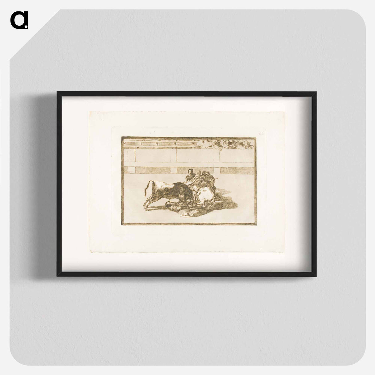 アートポスター-A Picador is Unhorsed and Falls under the Bull - フランシスコ デ ゴヤ Poster.
