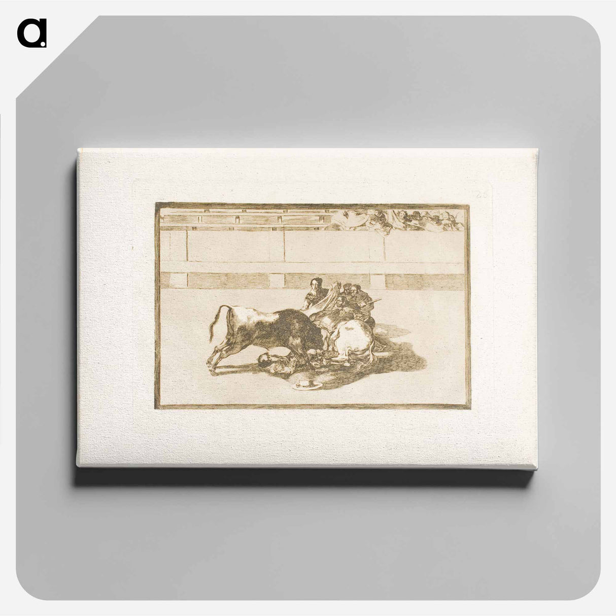 アートパネル-A Picador is Unhorsed and Falls under the Bull - フランシスコ デ ゴヤ Canvas.