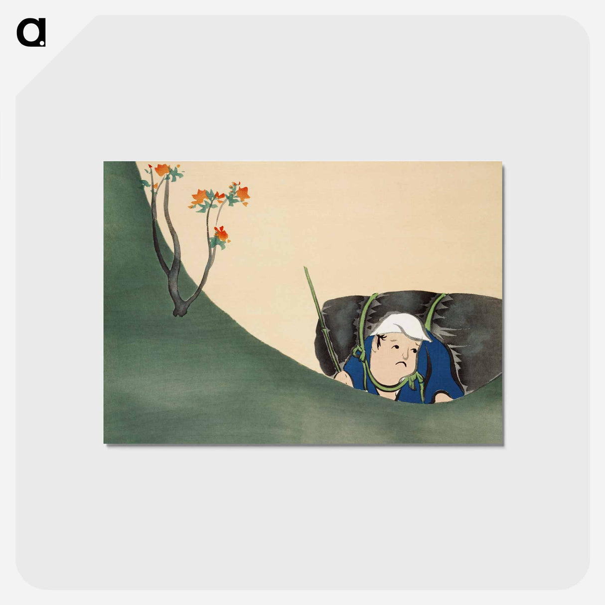アートポストカード-Samurai from Momoyogusa–Flowers of a Hundred Generations - 神坂 雪佳 Postcard.