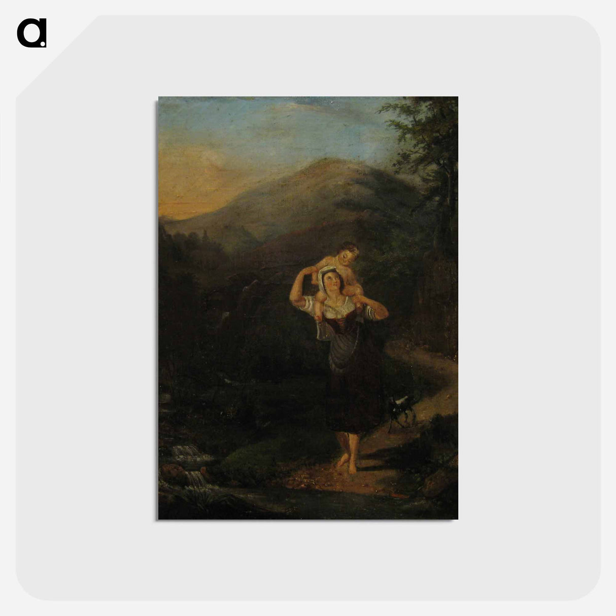 アートポストカード-A woman and a child in the notch - トーマス コール Postcard.