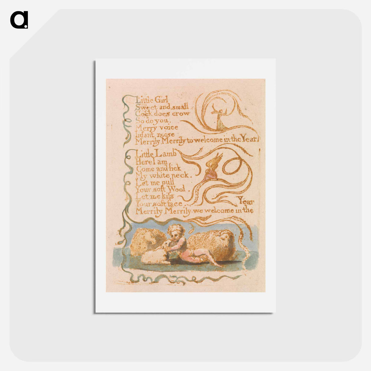 アートポストカード-Songs of Innocence, Plate 26, "Spring" - ウィリアム ブレイク Postcard.