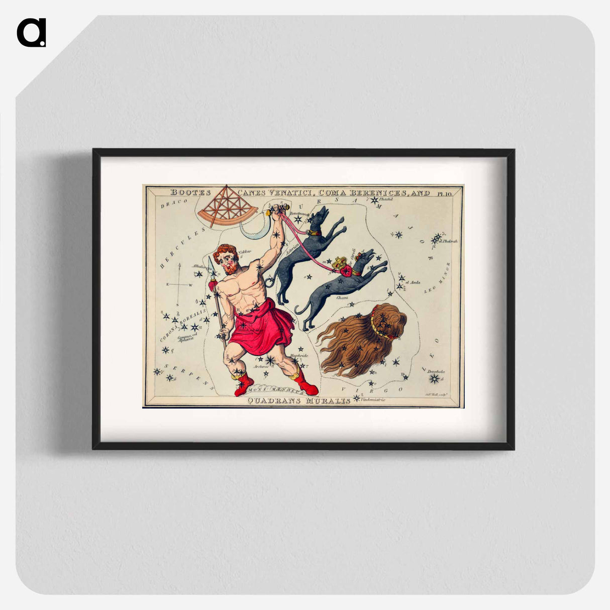 Bootes Canes Venatici, Coma Berenices, and Quadrans Muralis - アンティーク地図 Poster.