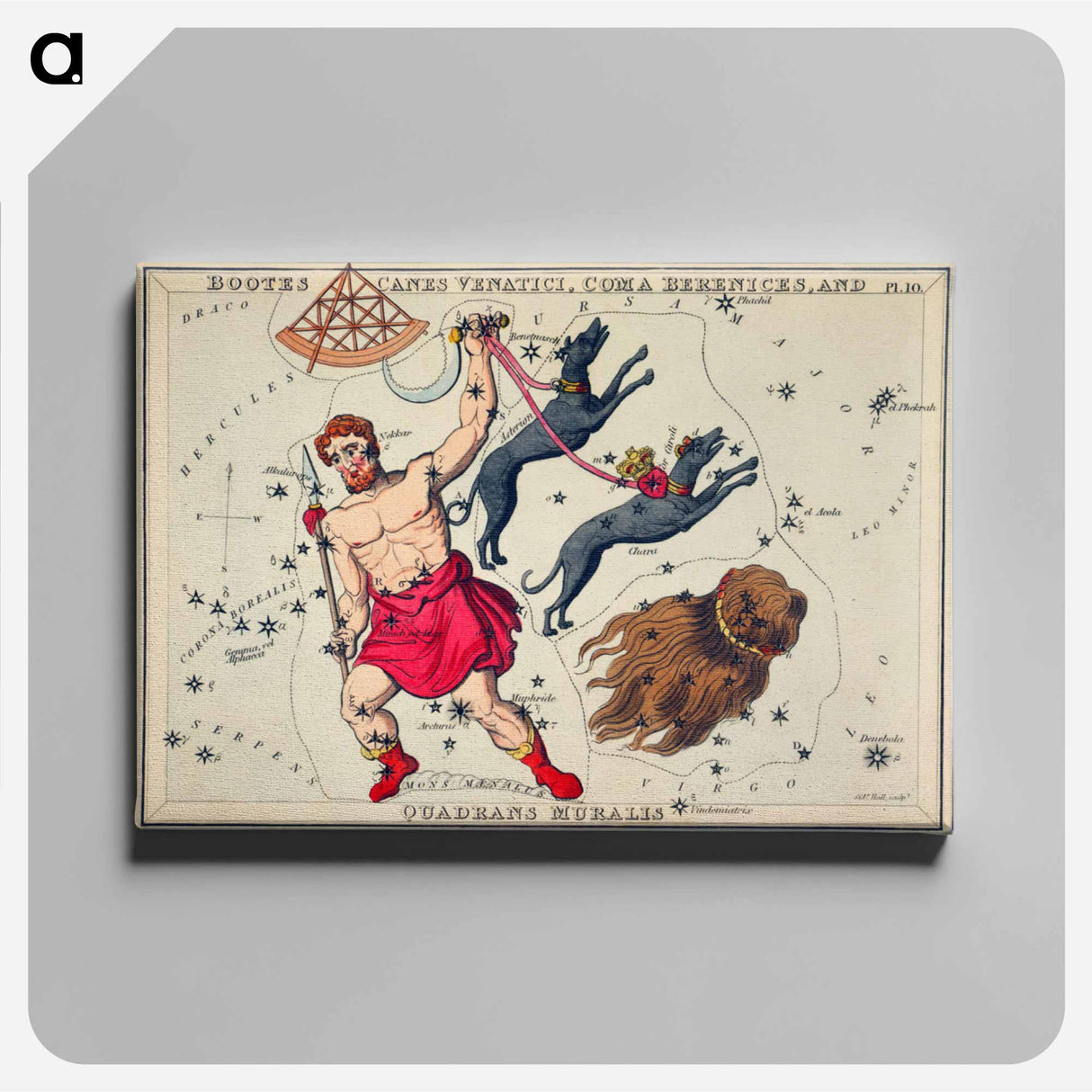 Bootes Canes Venatici, Coma Berenices, and Quadrans Muralis - アンティーク地図 Canvas.