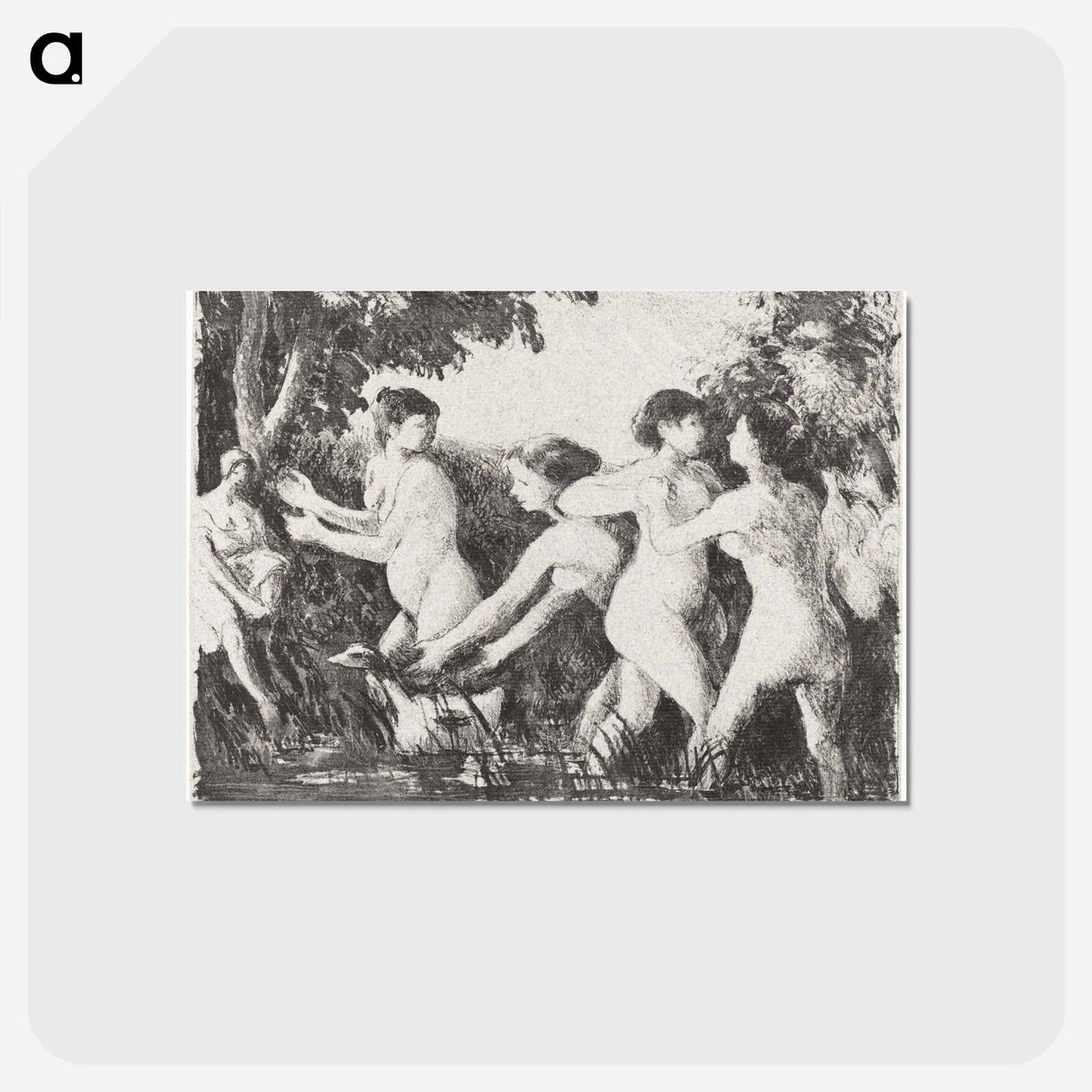 アートポストカード-Bathers Wrestling - カミーユ ピサロ Postcard.