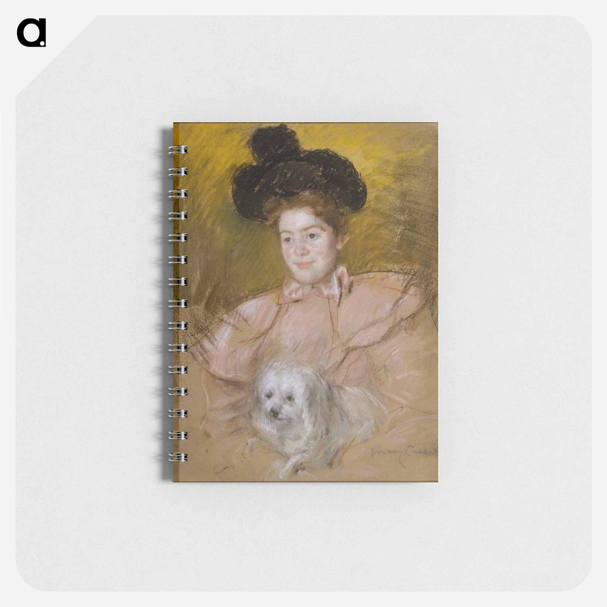 Woman in Raspberry Costume Holding a Dog - メアリー カサット Memo.