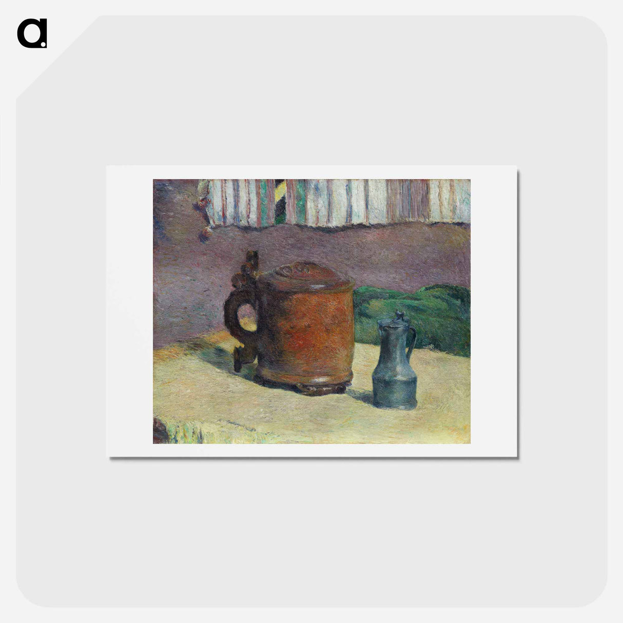 アートポストカード-Still Life: Wood Tankard and Metal Pitcher - ポール ゴーギャン Postcard.