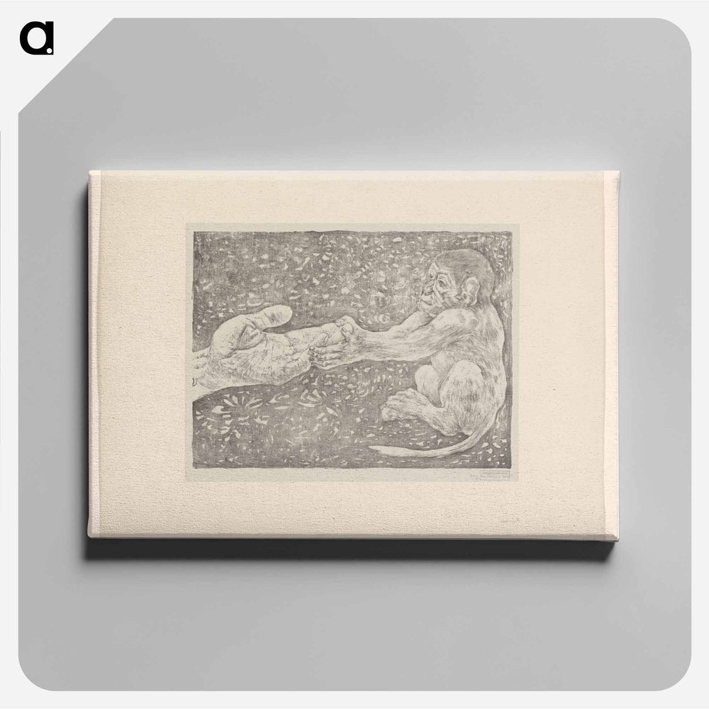 Aap die een toegestoken hand pakt - Theo van Hoytema Canvas.