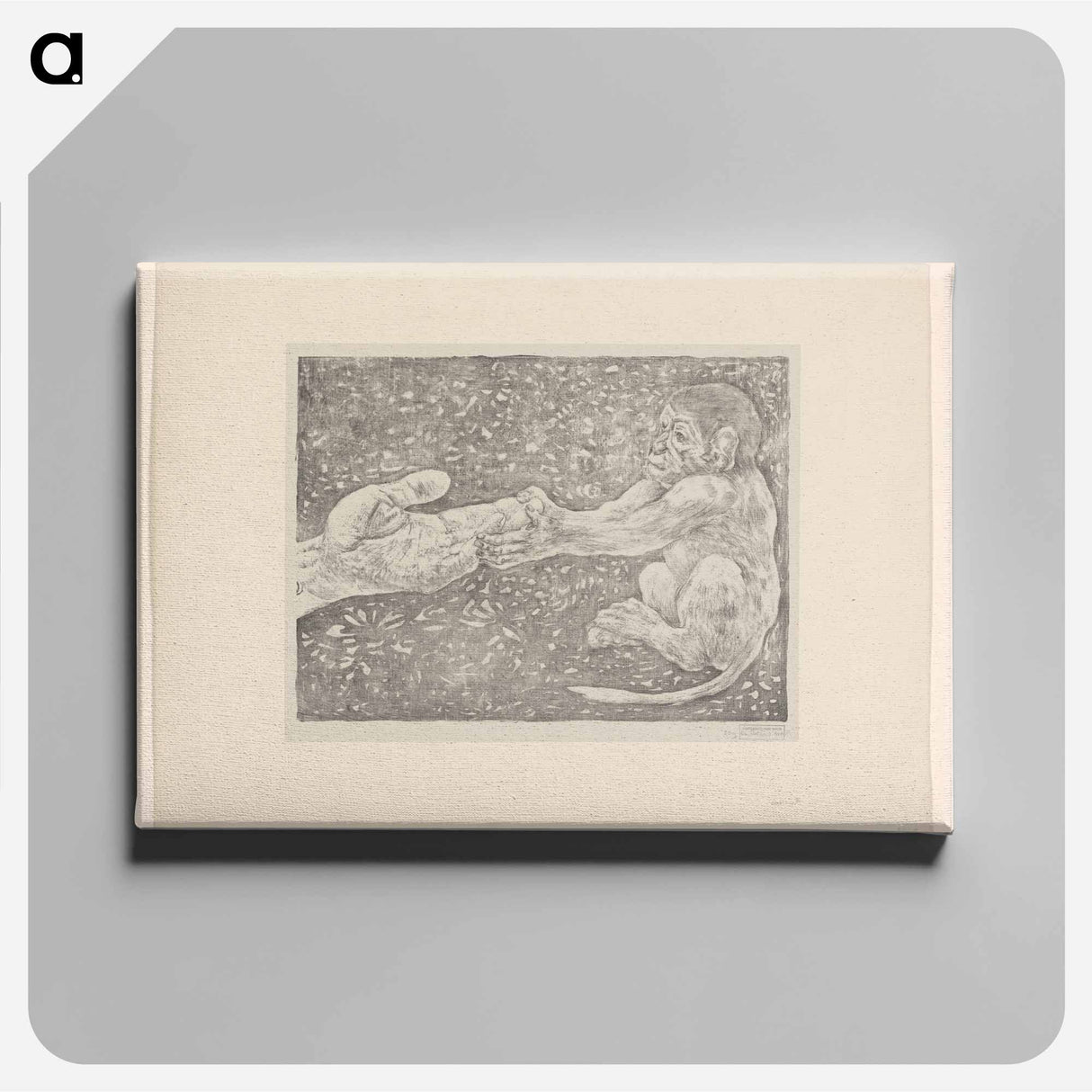Aap die een toegestoken hand pakt - Theo van Hoytema Canvas.
