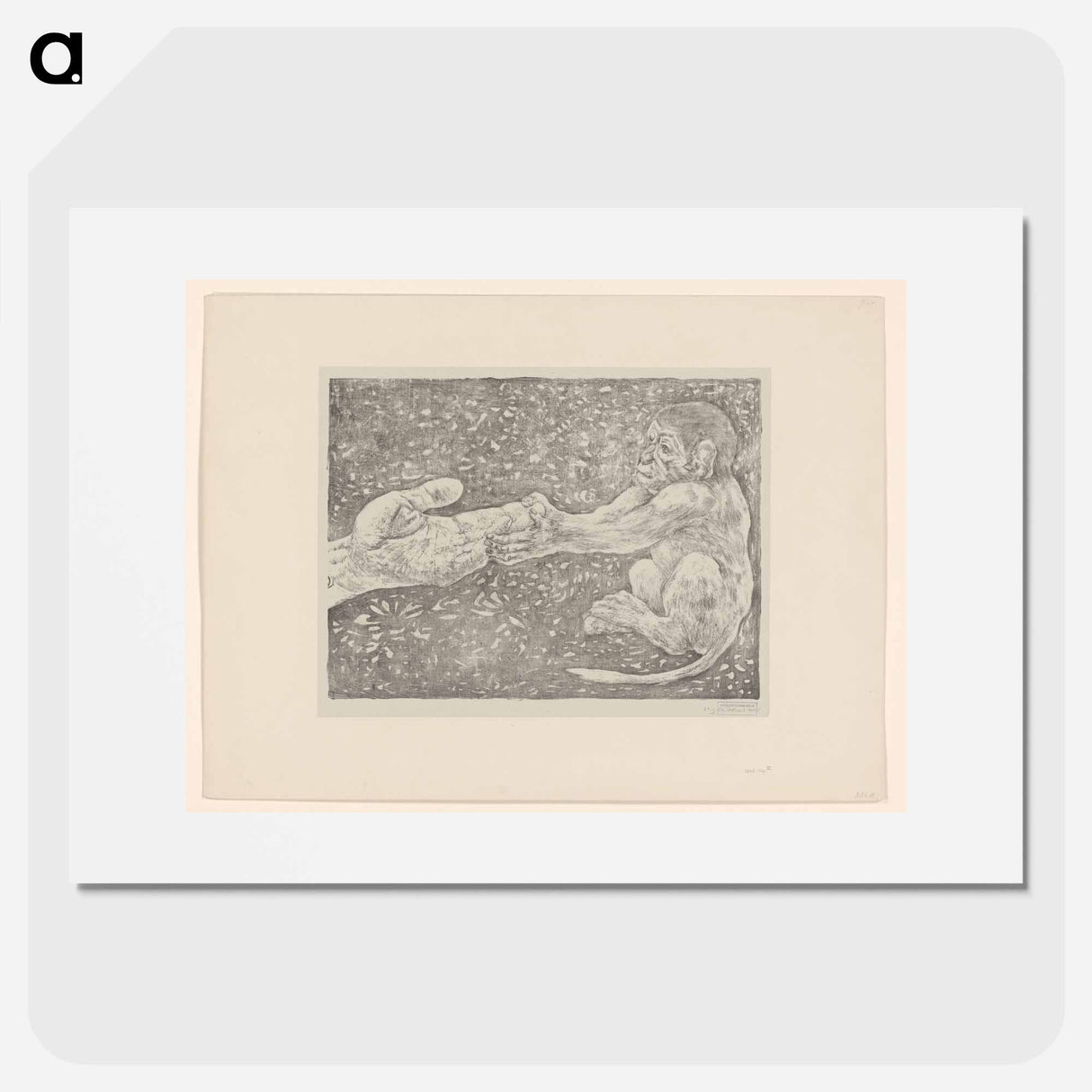 Aap die een toegestoken hand pakt - Theo van Hoytema Poster.