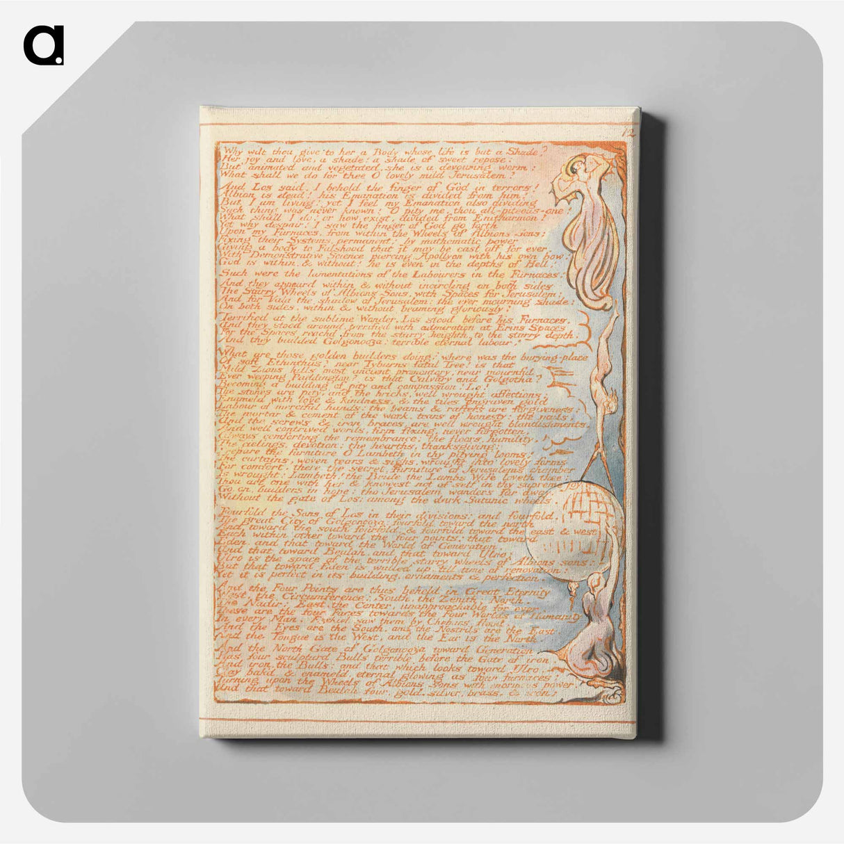 Jerusalem, Plate 12, "Why wilt thou give to her...." - William Blake Canvas.