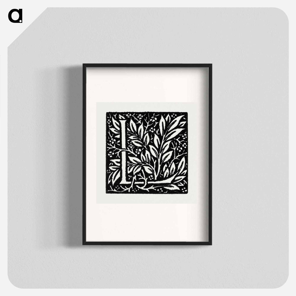 Love is Enough–Initial letter “L” entwined with Laurel Leaves - William Morris Poster.