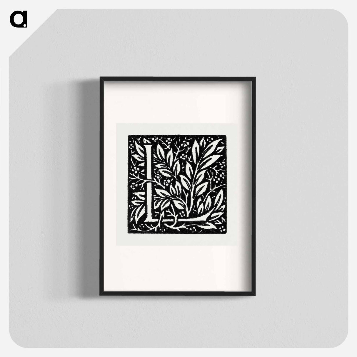Love is Enough–Initial letter “L” entwined with Laurel Leaves - William Morris Poster.
