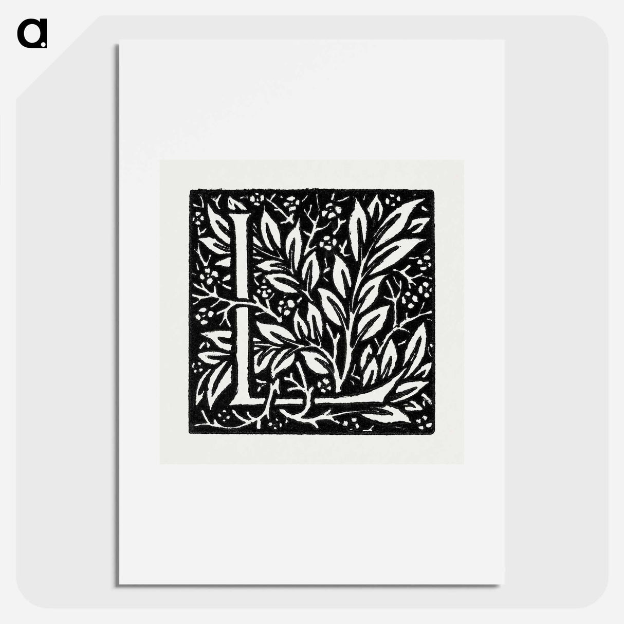 Love is Enough–Initial letter “L” entwined with Laurel Leaves - William Morris Poster.