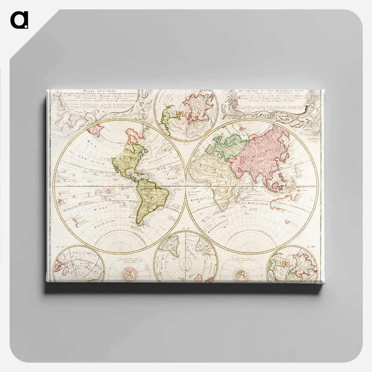 Planiglobii Terrestris Mappa Universalis - アンティーク地図 Canvas.