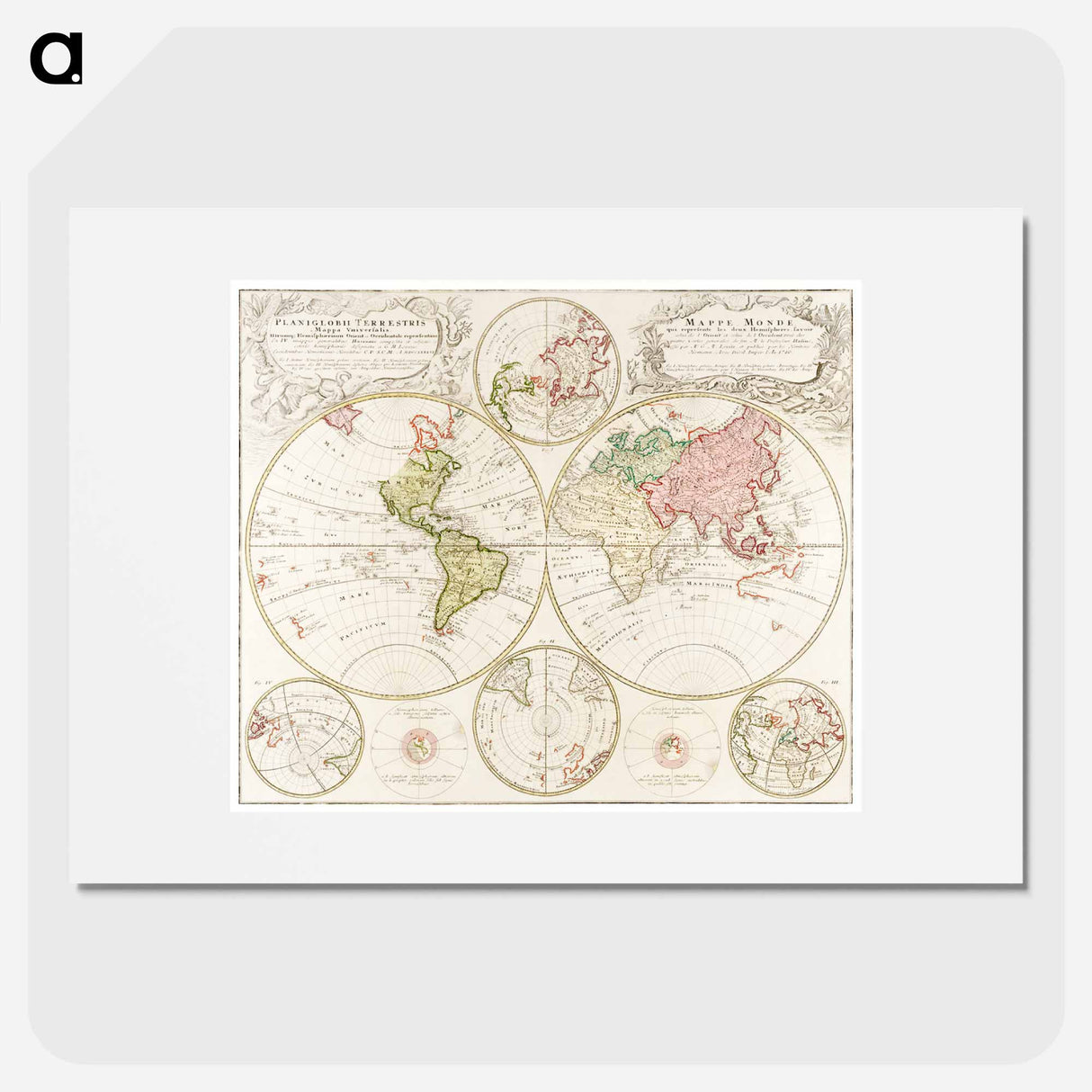 Planiglobii Terrestris Mappa Universalis - アンティーク地図 Poster.