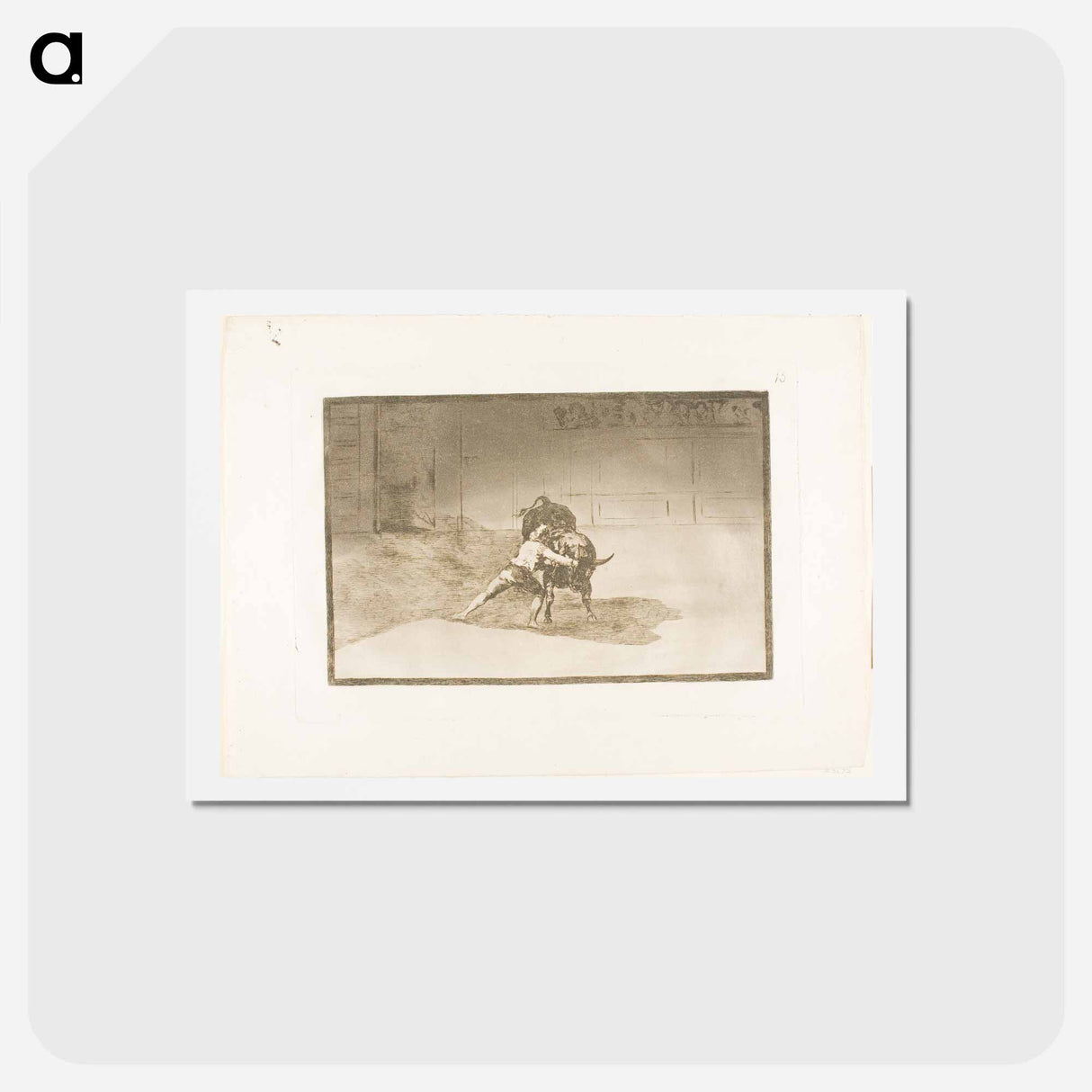 アートポストカード-The Famous Martincho Places the Banderillas, Playing the Bull with the Movement of his Body - フランシスコ デ ゴヤ Postcard.