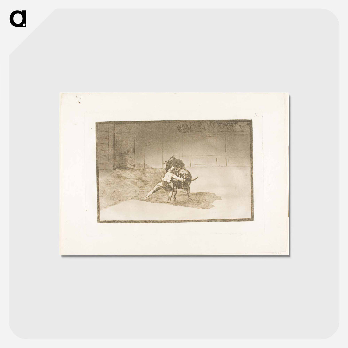 アートポストカード-The Famous Martincho Places the Banderillas, Playing the Bull with the Movement of his Body - フランシスコ デ ゴヤ Postcard.