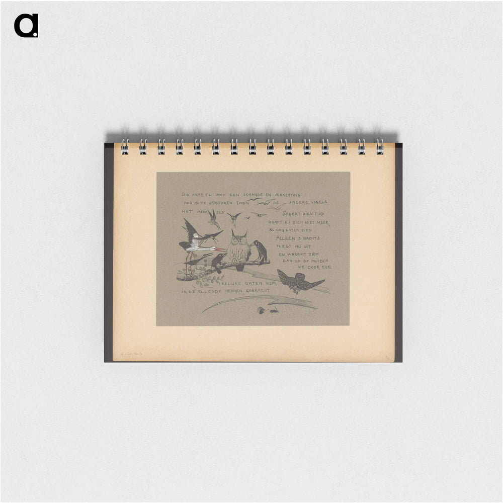 Tekstblad met vogels die de uil terechtwijzen - テオ ヴァン ホイテマ Memo.