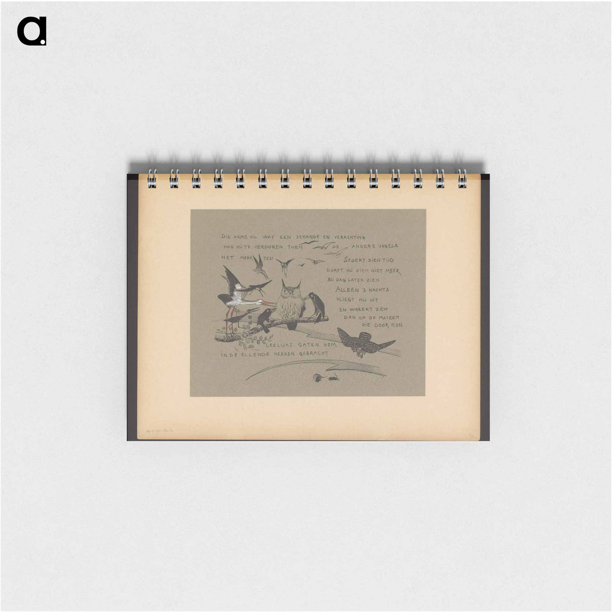 Tekstblad met vogels die de uil terechtwijzen - テオ ヴァン ホイテマ Memo.