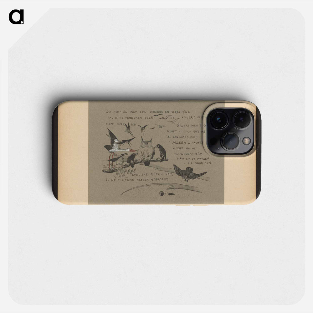 Tekstblad met vogels die de uil terechtwijzen - Theo van Hoytema Phone Case.
