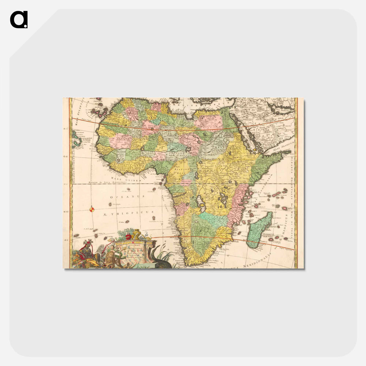 アートポストカード-Kaart van Afrika - アンティーク地図 Postcard.