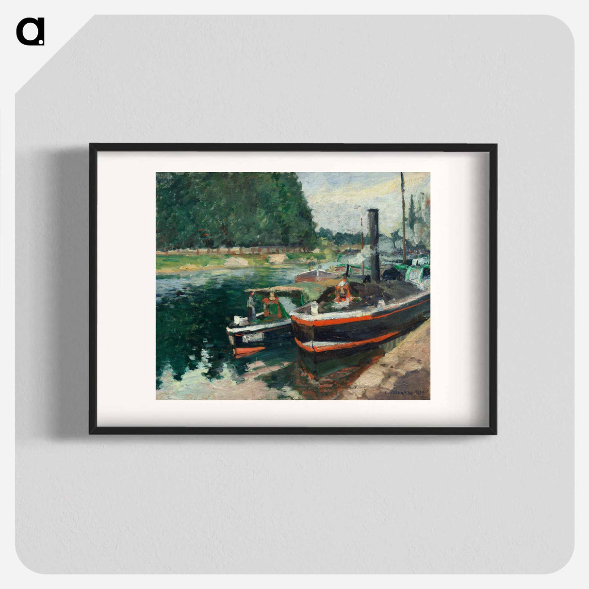 アートポスター-Barges at Pontoise - カミーユ ピサロ Poster.