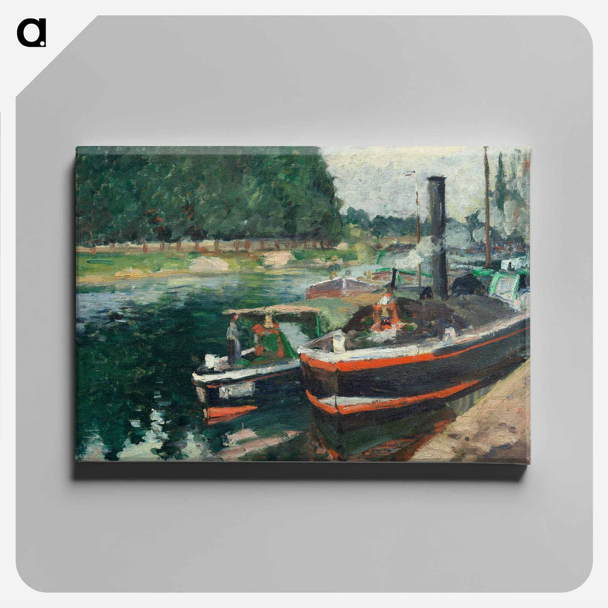 アートパネル-Barges at Pontoise - カミーユ ピサロ Canvas.