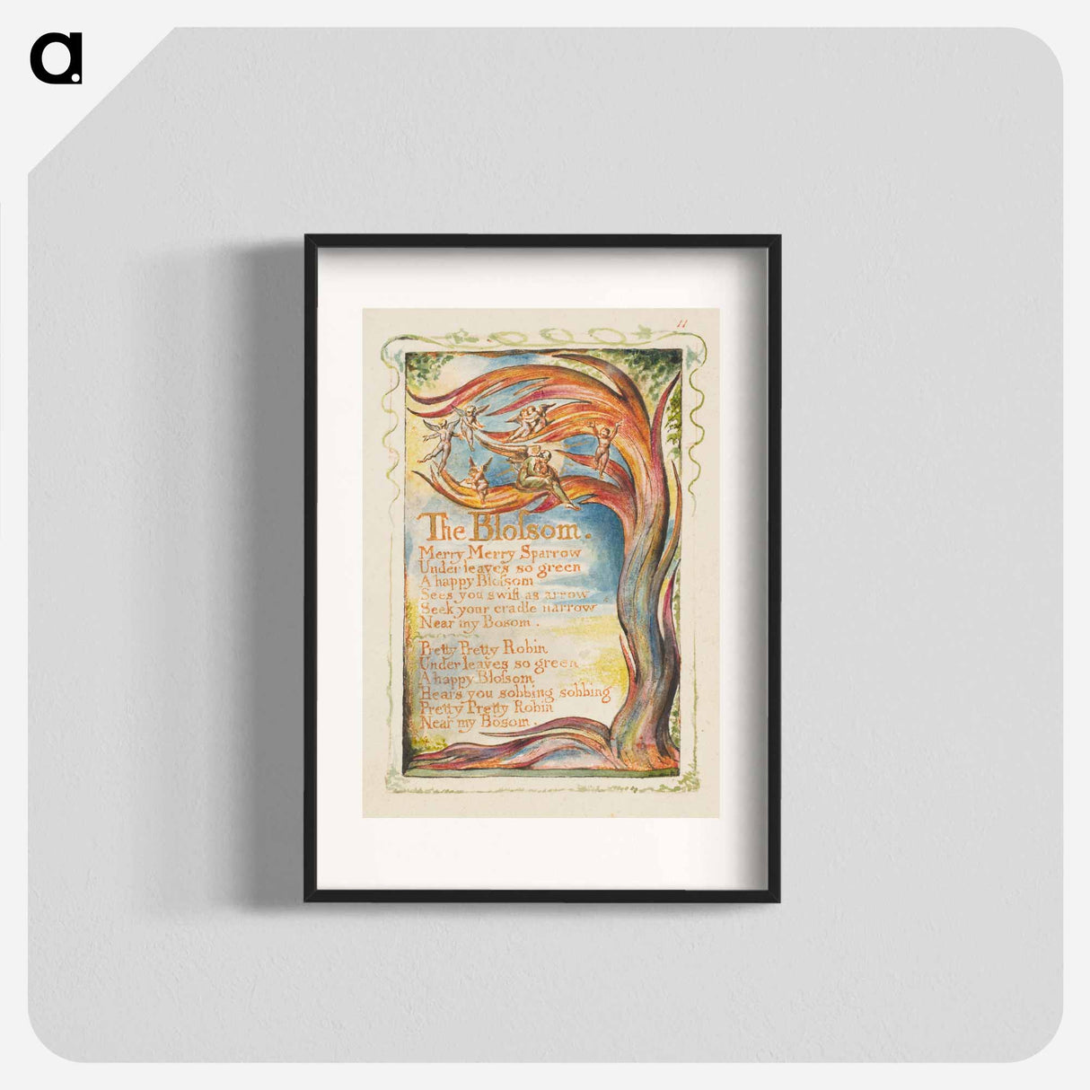 Songs of Innocence and of Experience: The Blossom: Merry Merry Sparrow - William Blake Poster.