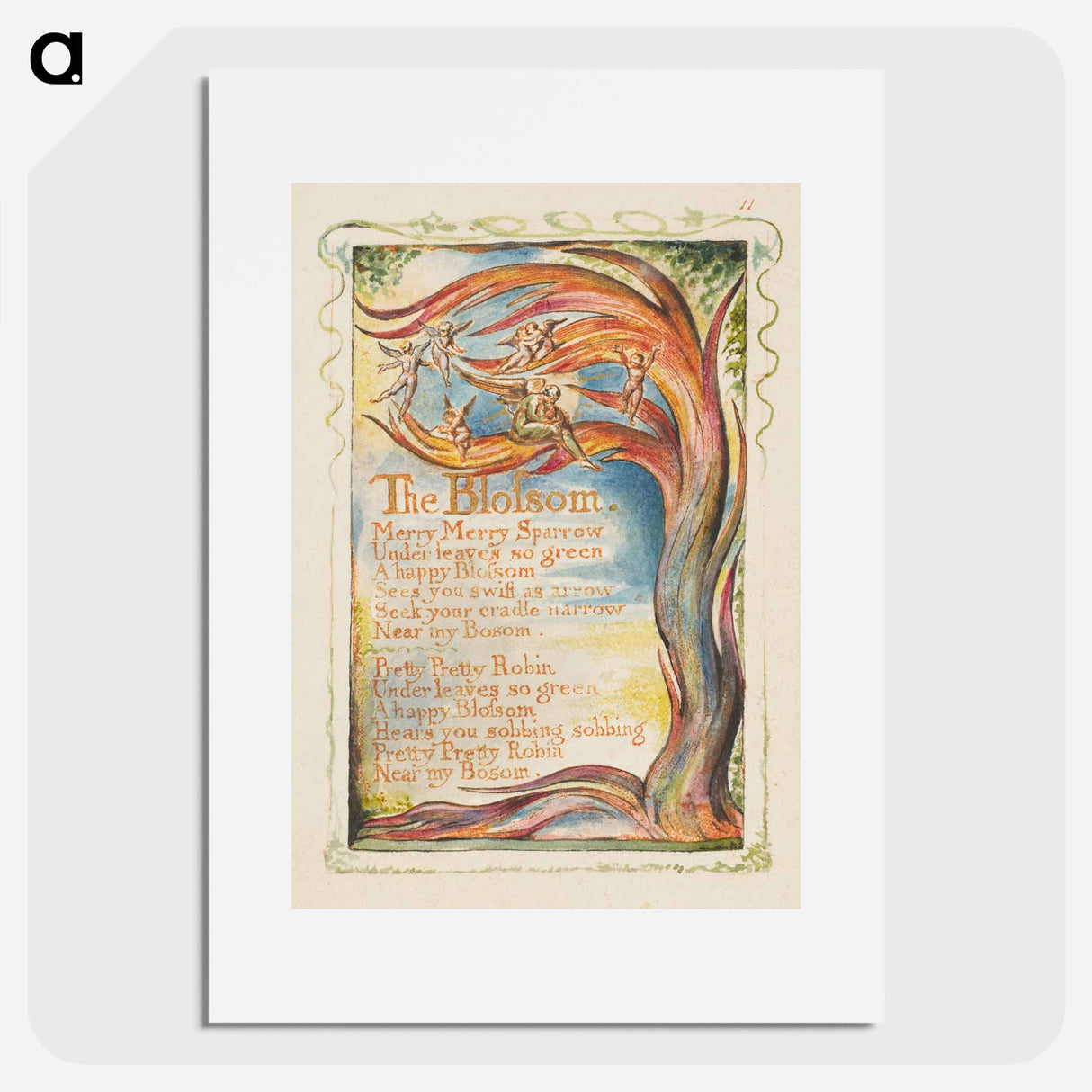 Songs of Innocence and of Experience: The Blossom: Merry Merry Sparrow - William Blake Poster.