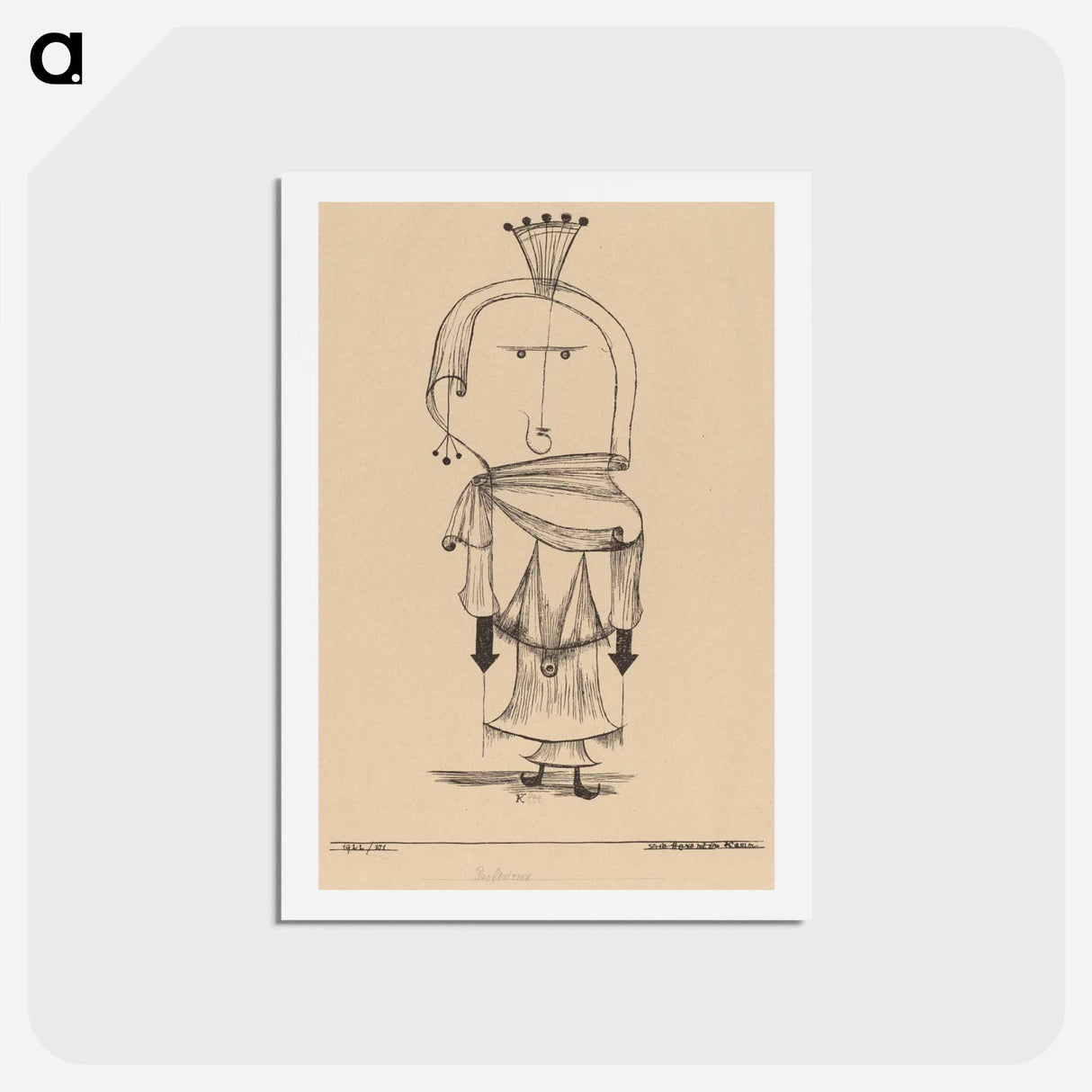 アートポストカード-Die Hexe mit dem Kamm (Witch with a Comb)
- パウル クレー Postcard.