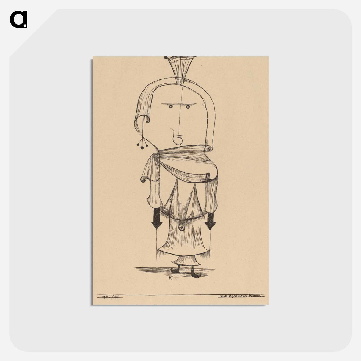 アートポストカード-Die Hexe mit dem Kamm (Witch with a Comb)
- パウル クレー Postcard.