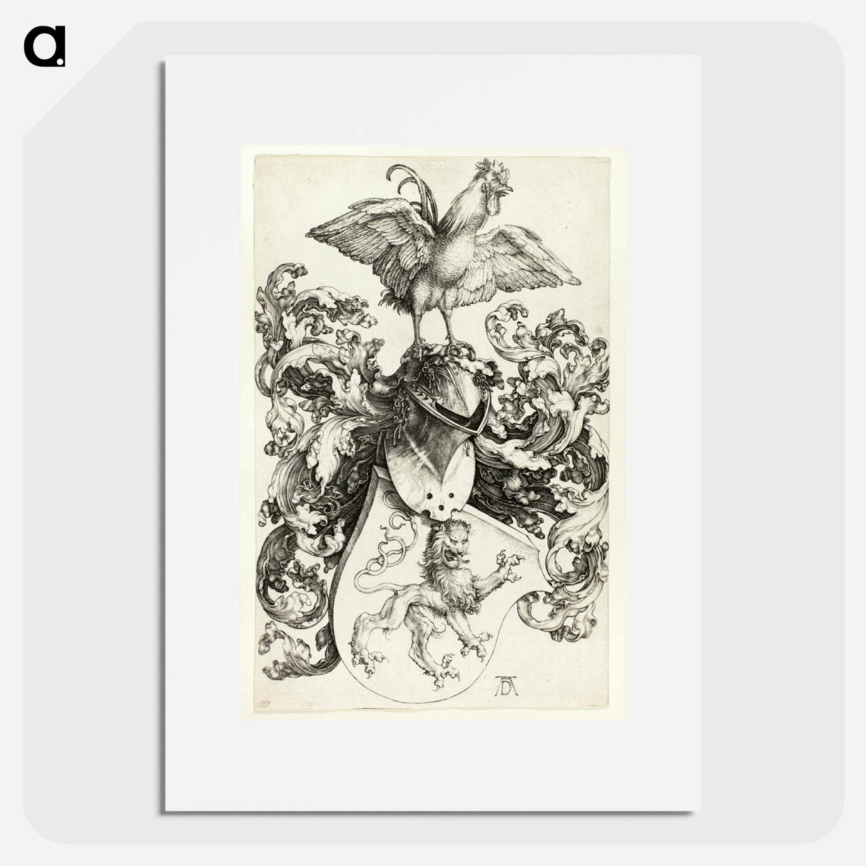 Coat of Arms with Lion and Rooster - アルブレヒト デューラー Poster.