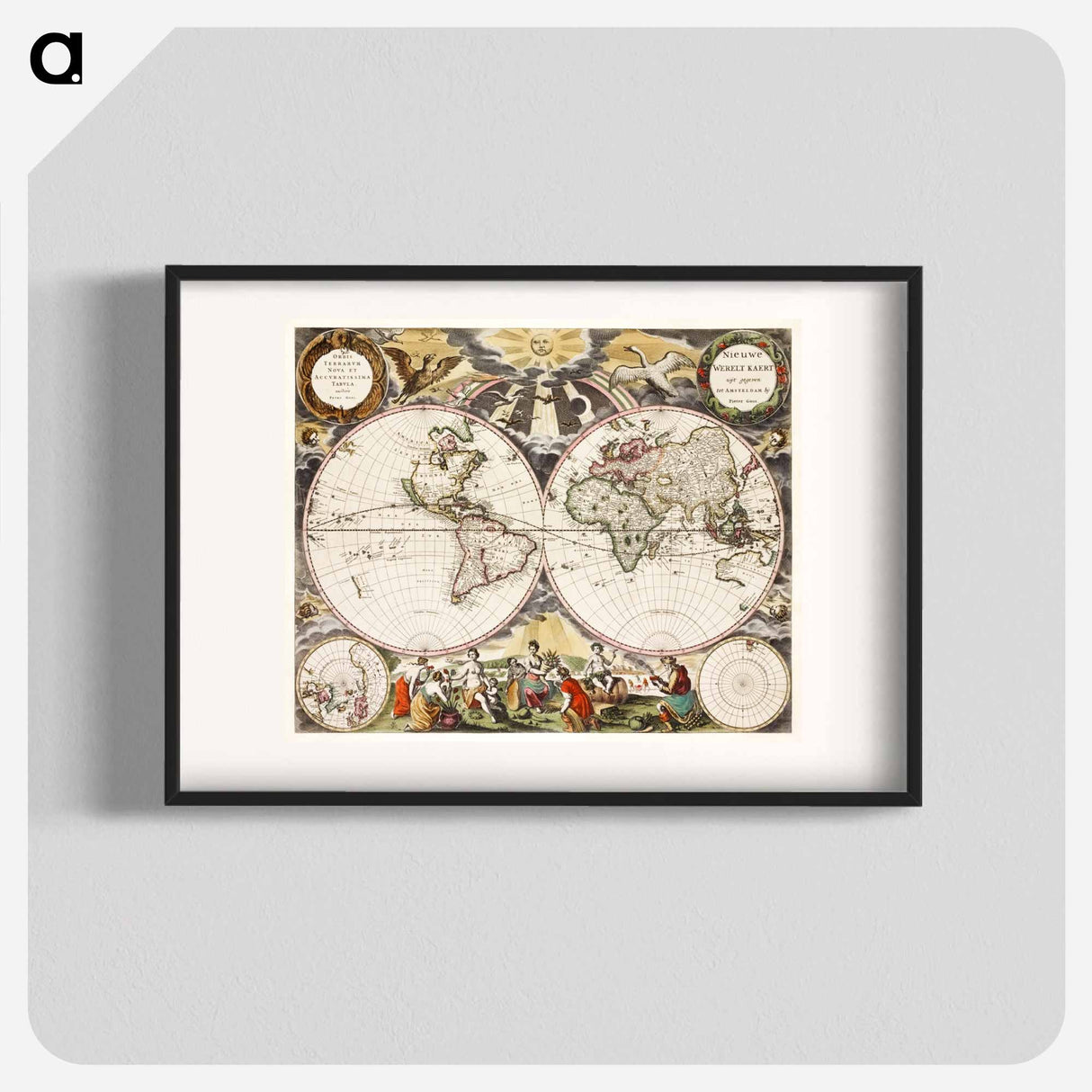 Nieuwe Werelt kaert - アンティーク地図 Poster.