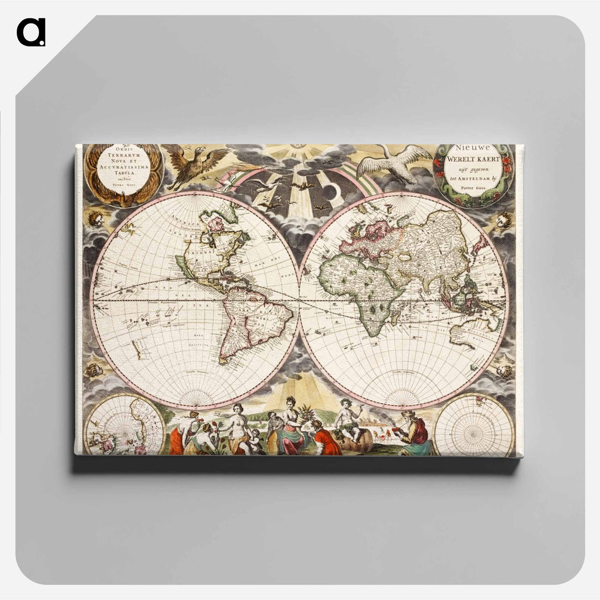 Nieuwe Werelt kaert - アンティーク地図 Canvas.