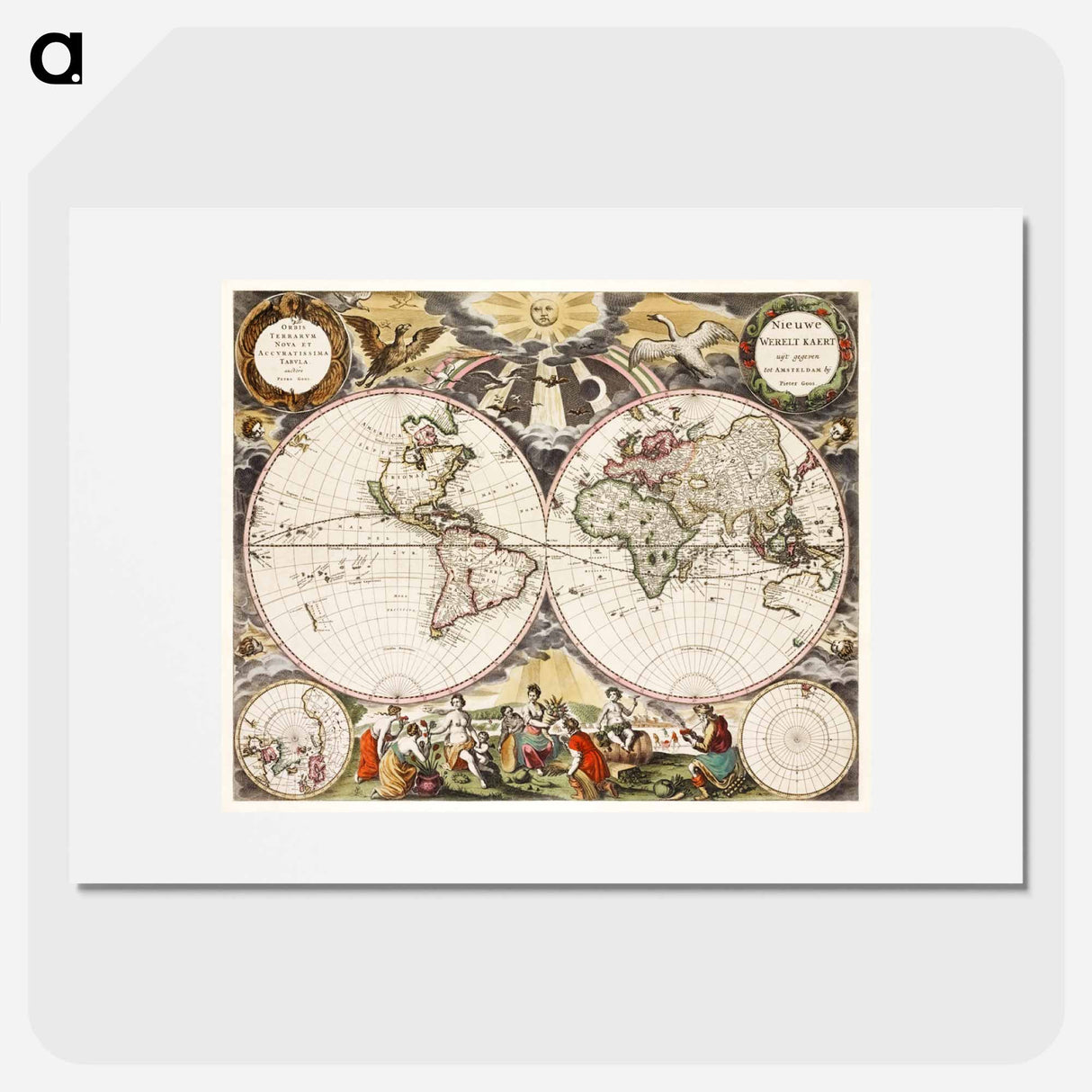 Nieuwe Werelt kaert - アンティーク地図 Poster.