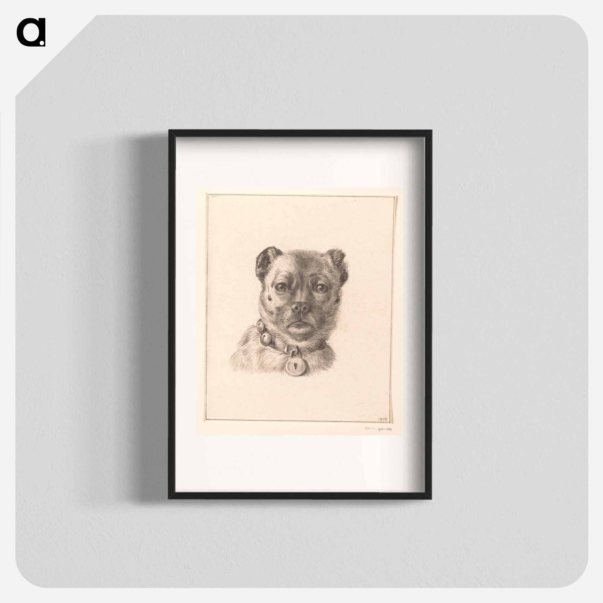 Hondenkop met een halsband met een slot, van voren - ジャン ベルナール Poster.