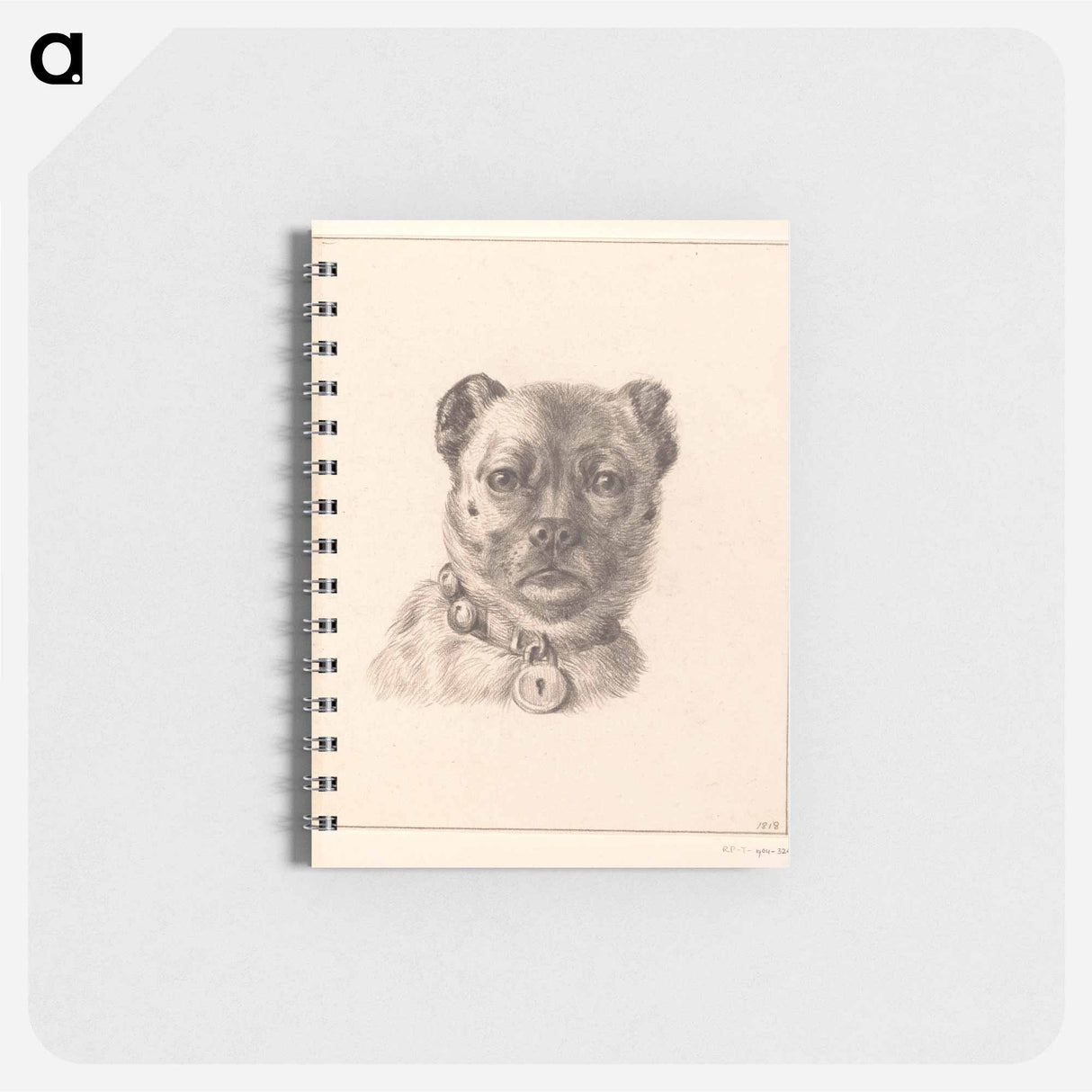 Hondenkop met een halsband met een slot, van voren - ジャン ベルナール Memo.