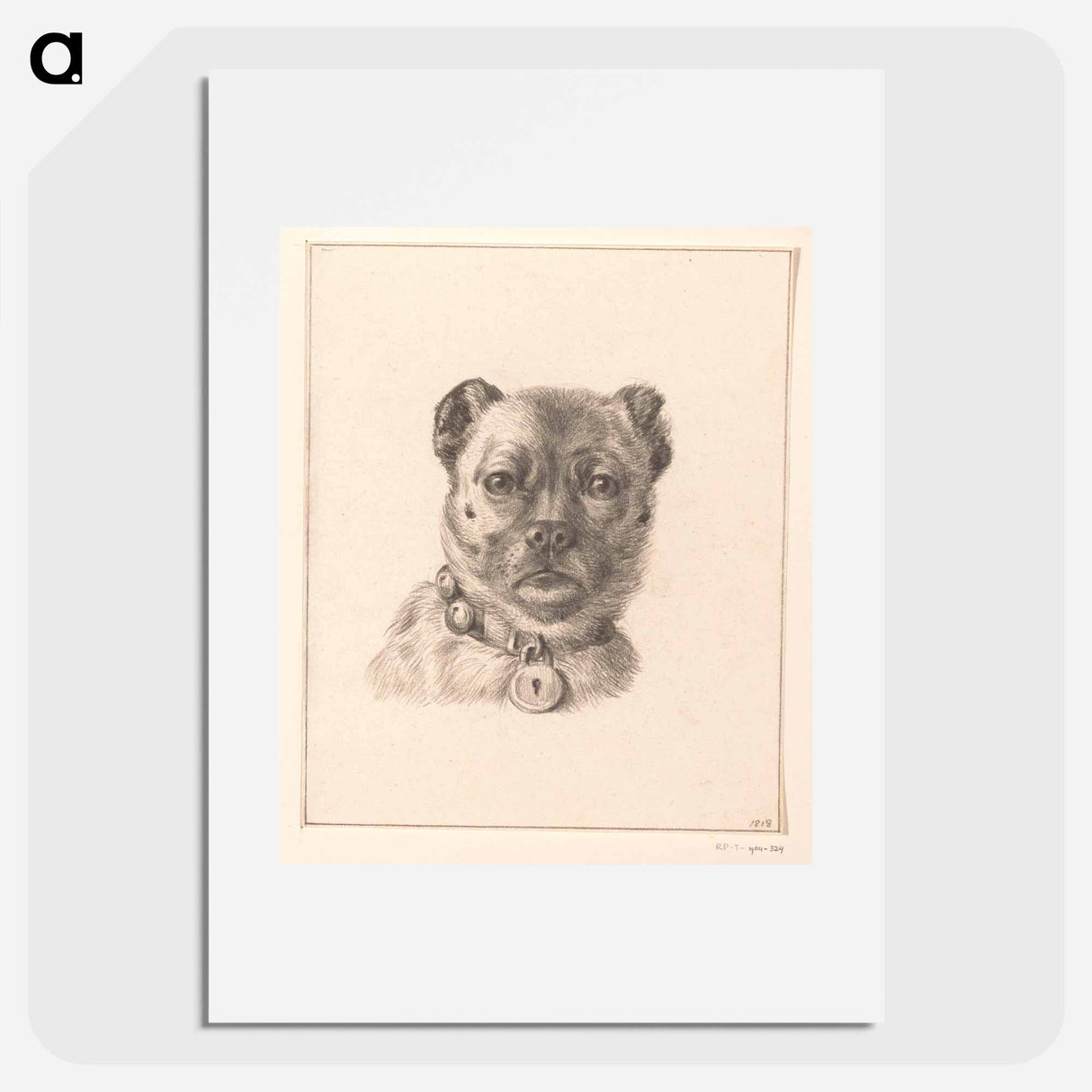 Hondenkop met een halsband met een slot, van voren - ジャン ベルナール Poster.