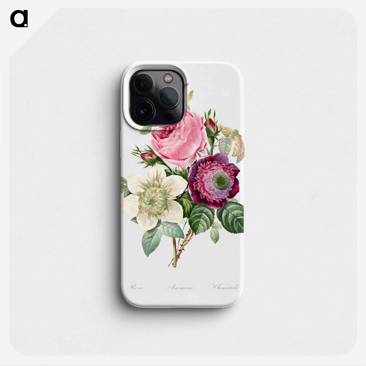 Anemone and cabbage rose - Pierre Joseph Redouté Phone Case.