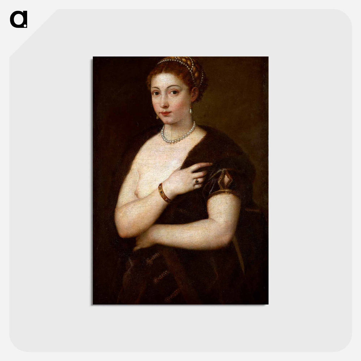 Girls in Furs (Portrait of a woman) - ティツィアーノ ヴェチェッリオ Postcard.