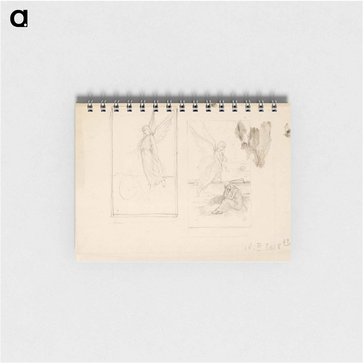 Kaksi sommitteluluonnosta enkelistä ja istuvasta naisesta - アルバート エーデルフェルト Memo.