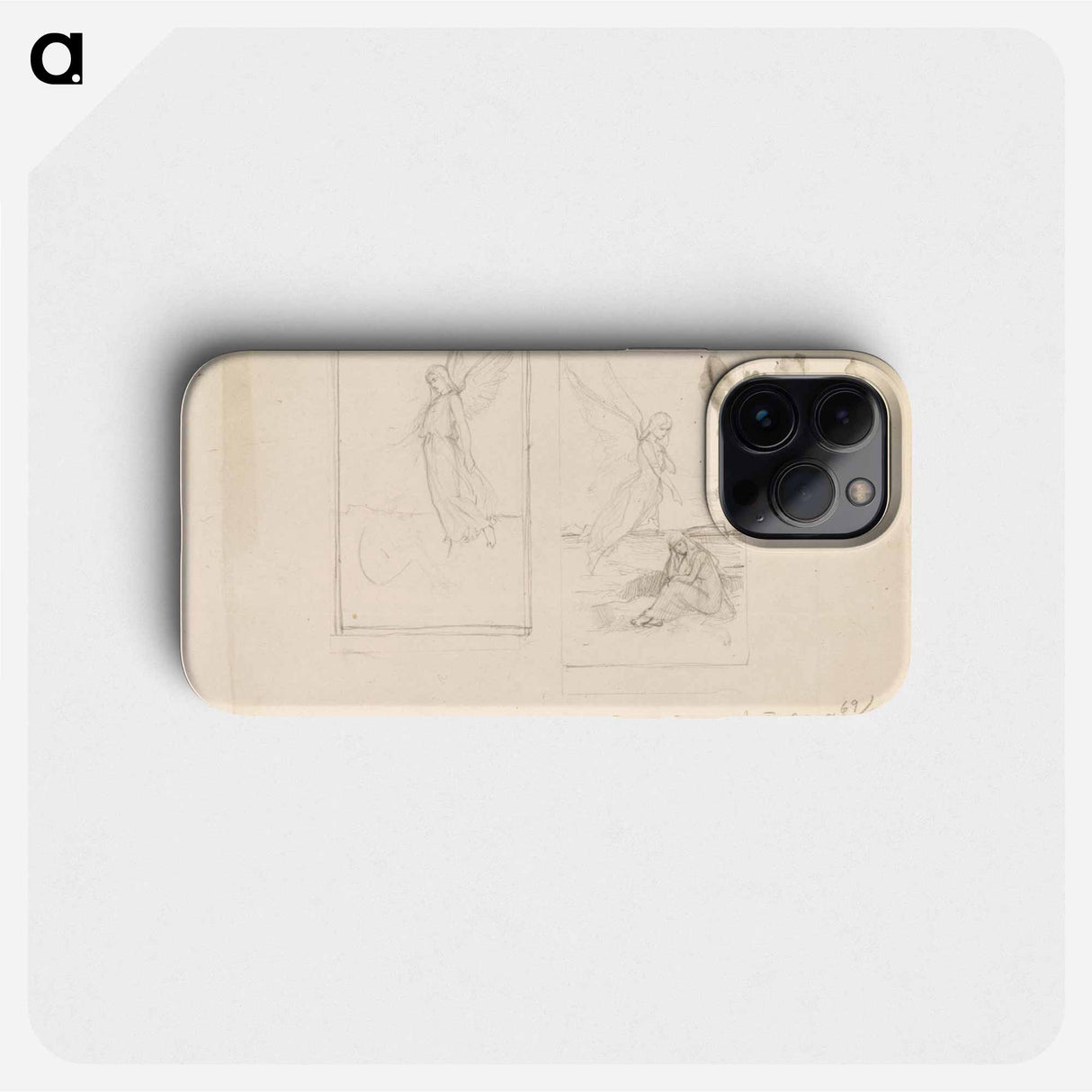 Kaksi sommitteluluonnosta enkelistä ja istuvasta naisesta - アルバート エーデルフェルト Phone Case.