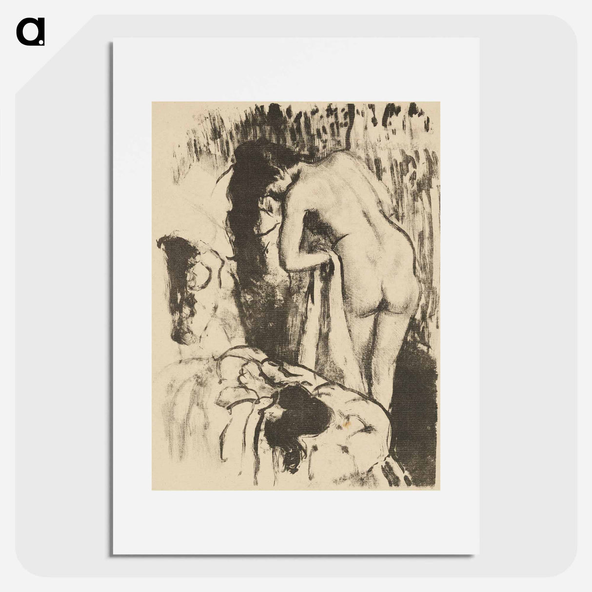 アートポスター-Nude Woman Standing, Drying Herself - エドガー ドガ Poster.